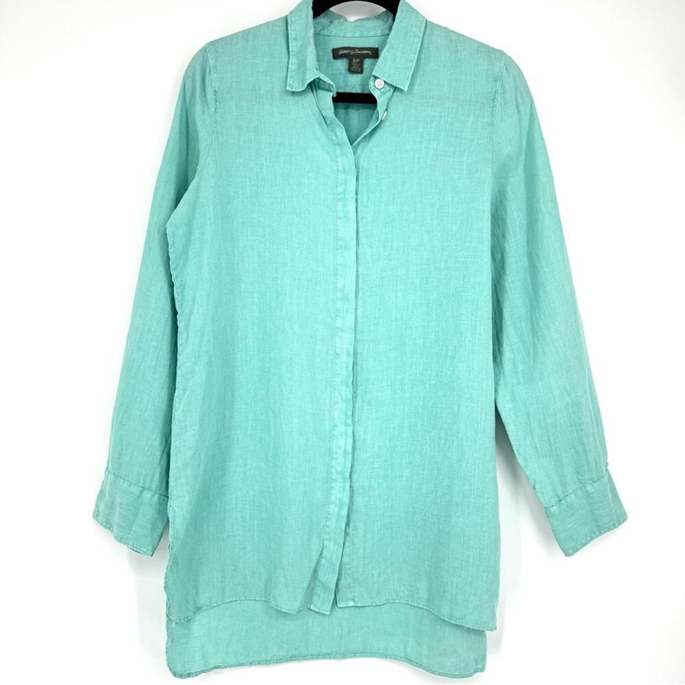 Tommy Bahama 100% Linen‎ Long Sleeve Tunic Shirt Top Button Front Size S